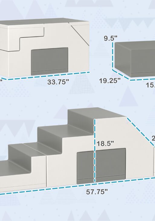 2 Piece Foam Climbing Toys for Toddlers 1-3 Years to Slide, Climb and Crawl, Light Gray