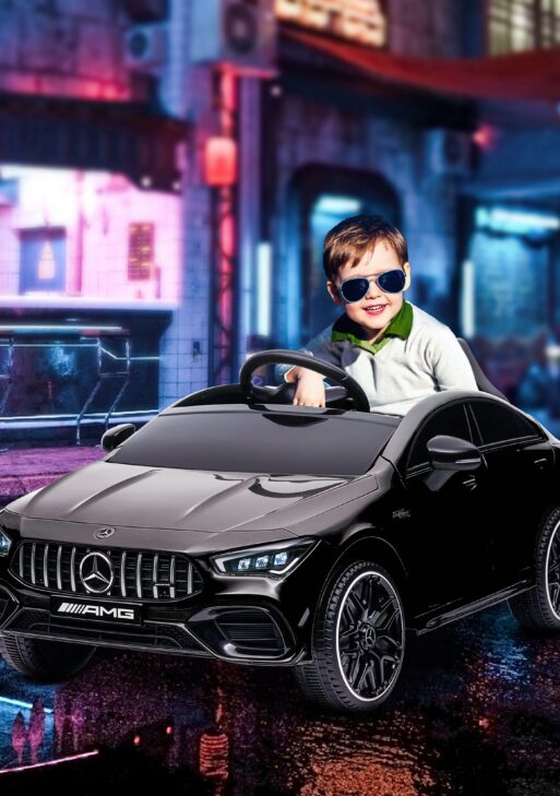 Mercedes-Benz AMG Licensed 12V Kids Ride on Car with Remote Control, Rear Suspension, LED Lights, Music, Black