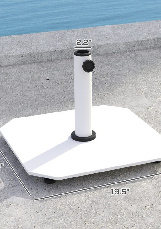 Square Patio Umbrella Base, 41 lbs Metal Umbrella Stand Base with Adjustable Foot Pads, Heavy Duty Patio Umbrella Holder for 1.3"/1.5"/1.9" Umbrella Poles for Outdoor, Lawn, Poolside, White