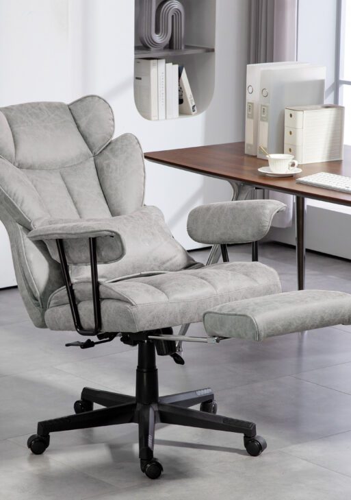 396lbs. Big and Tall Office Chair, Executive Office Chair with Footrest, Lumbar Support, and Reclining Function, Gray