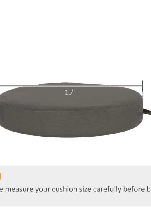 Patio Chair Cushions Set of 4 Round Seat Cushions for Dining Bistro Chairs Machine Washable, 15" x 15" x 3", Dark Gray