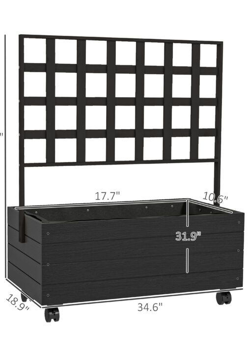 Raised Garden Bed with Trellis and Wheels, Outdoor Planter Wooden Elevated Garden Bed for Garden, Patio, Balcony