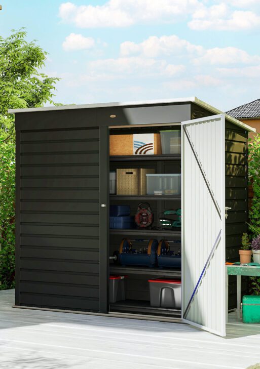 6' x 4' Outdoor Garden Shed, Metal Storage Shed with Lockable Door and Gloves for Backyard Garden Patio, Dark Gray