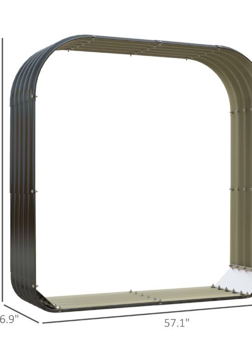 Wood Shed Galvanized Steel Firewood Storage Rack with Rubberized Edge for Safety, 4.7' x 1.4' x 4.7'