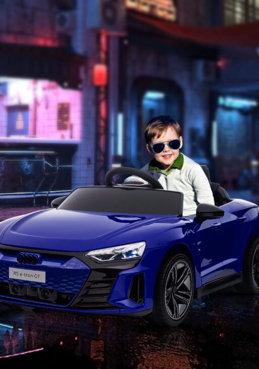 12V Licensed Audi RS E-tron GT Kids Ride on Car with Remote Control, Suspension, Horn, Music, Lights, Dark Blue