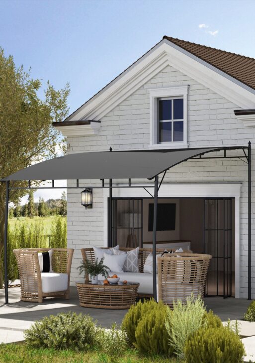 10' x 10' Outdoor Pergola Gazebo, Garden Sun Shade Shelter with Metal Frame for Porch, Patio, Deck, Backyard, Gray
