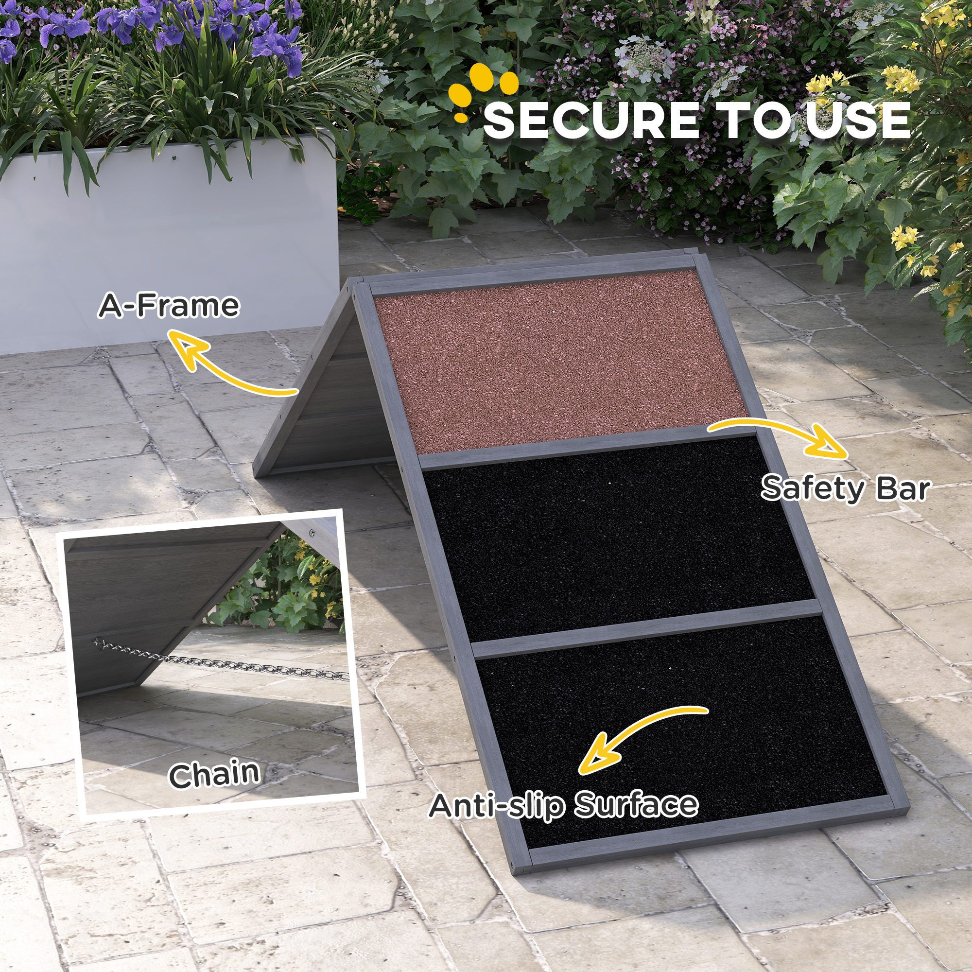 Dog Agility Equipment Ramp with Non-slip Surface, A-frame, Agility Equipment Ramp for All Breed Dogs, Gray - Image 3