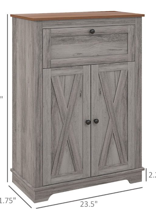 Farmhouse Sideboard Storage Cabinet with Doors and Drawer for Kitchen, Living room, 23.5"x11.75"x34.5", Gray
