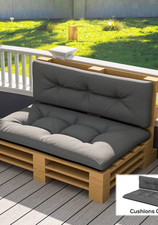 2 Seater Pallet Cushions Outdoor 3.9" Thick Replacement Cushions - Tufted Design for Garden, Patio, Black