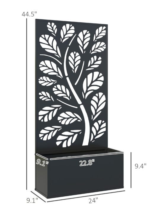 Metal Garden Bed with Trellis for Climbing Plants, Freestanding or Wall Mounted Flower Bed for Garden, Patio, Balcony