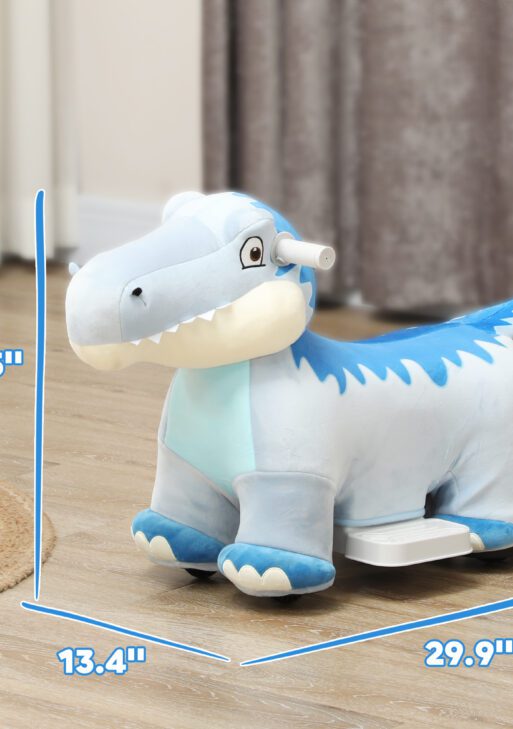 6V Kids Electric Ride on Animal Tyrannosaurus with Music Forward for Aged 18-36 Months, Blue