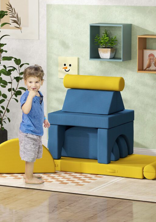 14 Pieces Foam Climbing Blocks for Toddlers, Indoor Climb and Crawl Activity Play Set, Yellow