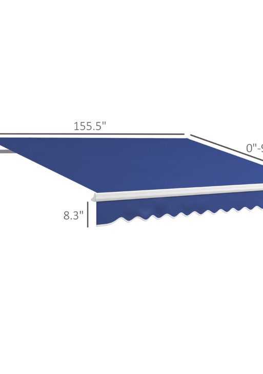 13' x 8' Patio Awning, Manual Retractable Sun Shade with UV Protection and Easy Crank Opening, Dark Blue