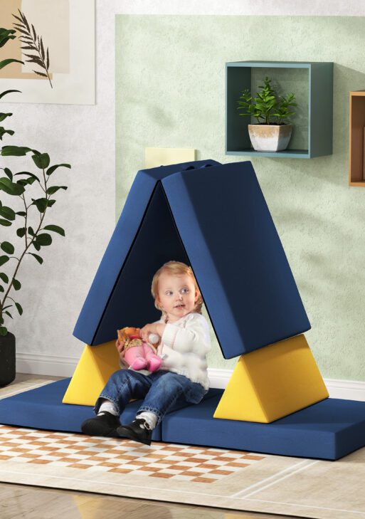 6 Pieces Foam Climbing Blocks for Toddlers with Washable Cover, Climb and Crawl, Blue