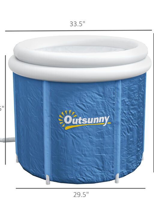 Cold Plunge Tub, Portable Ice Bath Cold Water Therapy Tub with Thermo Lid, for Athletes Recovery, Dark Blue
