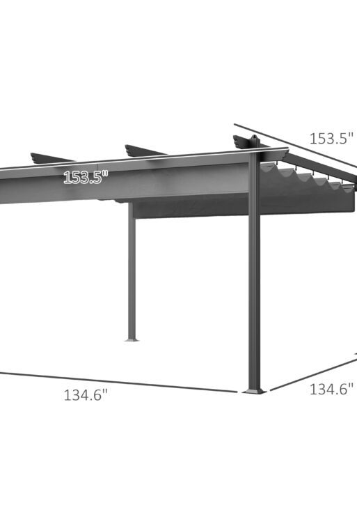 13' x 13' Aluminum Retractable Pergola Canopy, Outdoor Pergola for Garden, Patio, Backyard, Deck, Gray