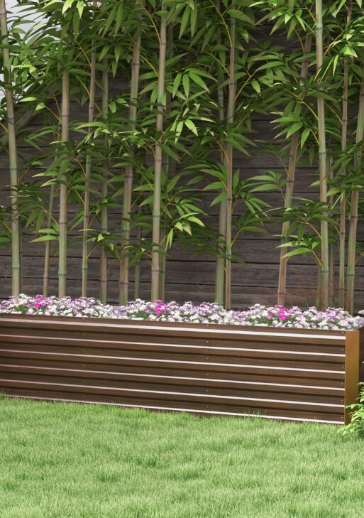 8x2x2ft Galvanized Raised Garden Bed Kit with Safety Edging for Flowers, Herbs and Vegetables, Dark Brown