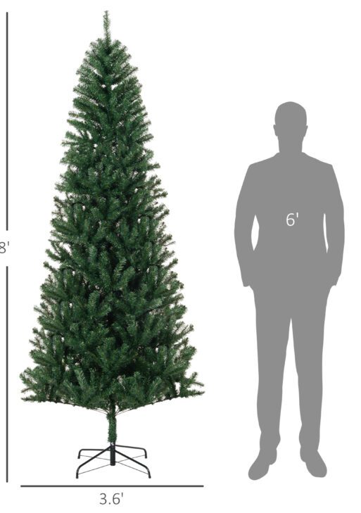 8' Artificial Christmas Tree, Unlit Xmas Tree with Realistic Branch Tips for Indoor, Home, Holiday, Green