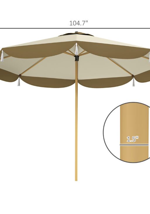 9FT Patio Umbrella, UPF 50+ Outdoor Market Umbrella with 8 Ribs, Vented Outdoor Table Umbrella for Deck, Backyard and Lawn, Cream White