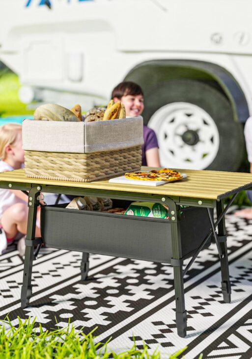 3ft Aluminum Small Folding Table, Portable Camping Table with Storage Bag, Carry Bag for Outdoor Picnic BBQ, Brown