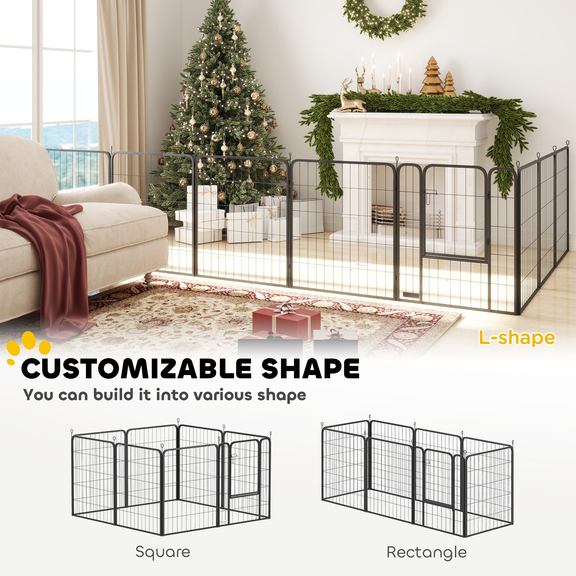39 Inch Exercise Pen, Heavy Duty Dog Playpen, 8 Panel Metal Pet Fence for Medium and Large Dogs, Black - Image 2
