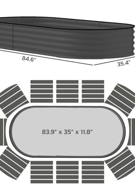 7' x 3' x 1' Raised Garden Bed Set, 2PCS Raised Beds for Gardening with Metal Plant Stakes, Dark Gray