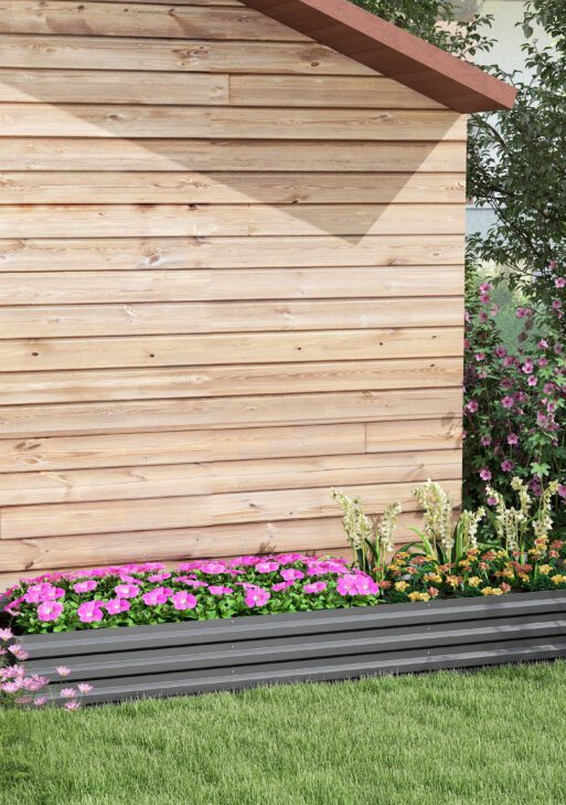 8x2x1ft Galvanized Raised Garden Bed Kit with Safety Edging for Flowers, Herbs and Vegetables, Dark Gray