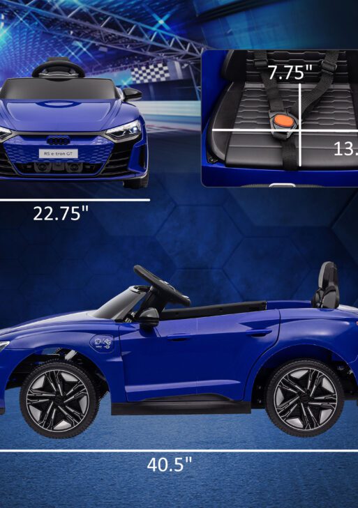 12V Licensed Audi RS E-tron GT Kids Ride on Car with Remote Control, Suspension, Horn, Music, Lights, Dark Blue