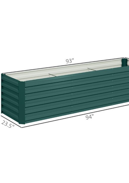 8x2x2ft Galvanized Raised Garden Bed Kit with Safety Edging for Flowers, Herbs and Vegetables, Green