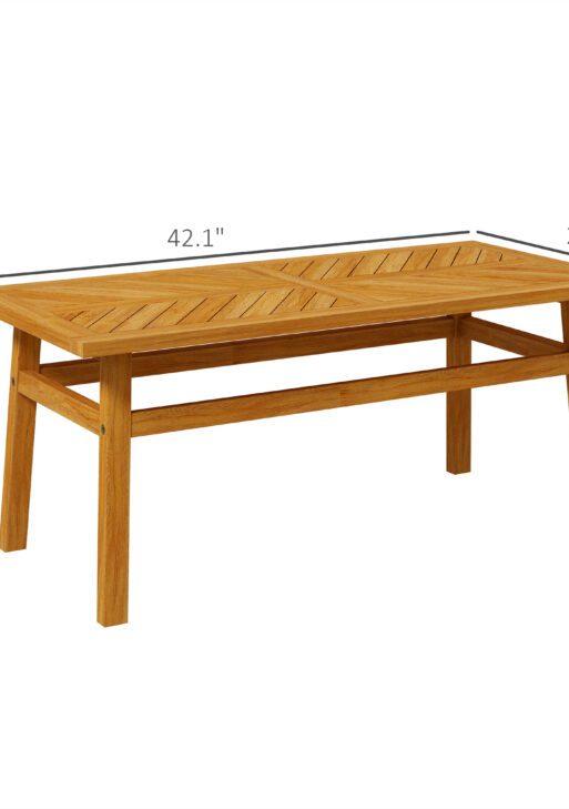 Outdoor Coffee Table, Acacia Wood Rustic Patio Table for Garden, Backyard, Balcony, Deck, Natural Wood